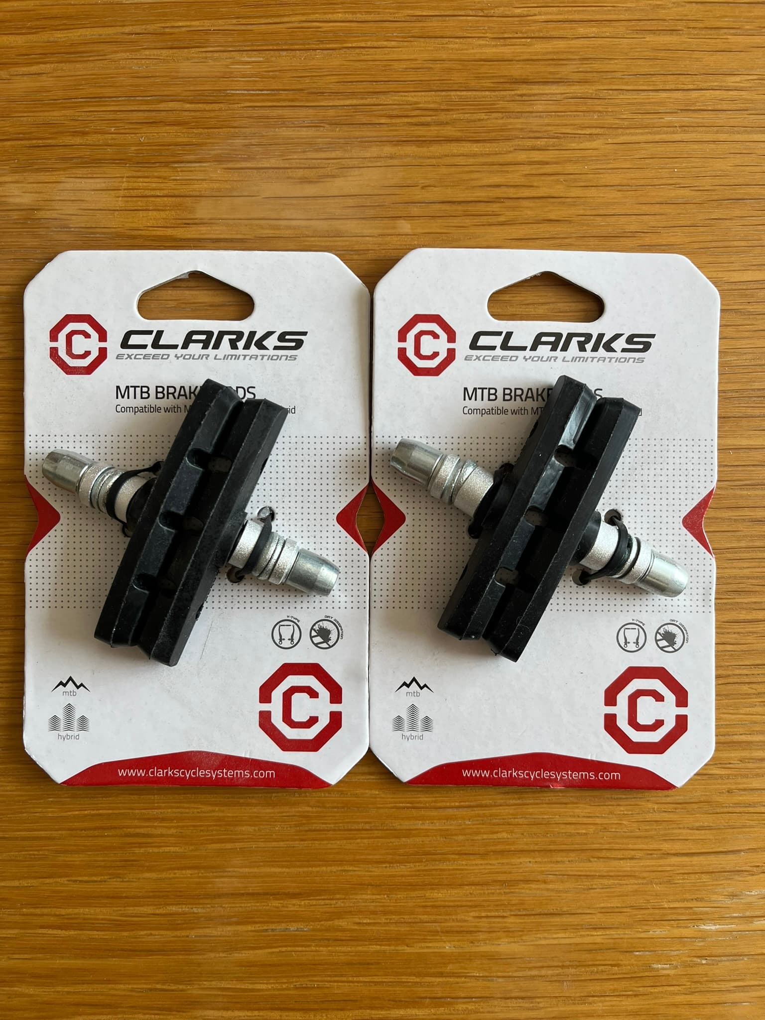 Two pairs of Clarks V-Type & Cantilever Brake Blocks 70mm Black. Model CP510 ***BRAND NEW / NEVER USED***